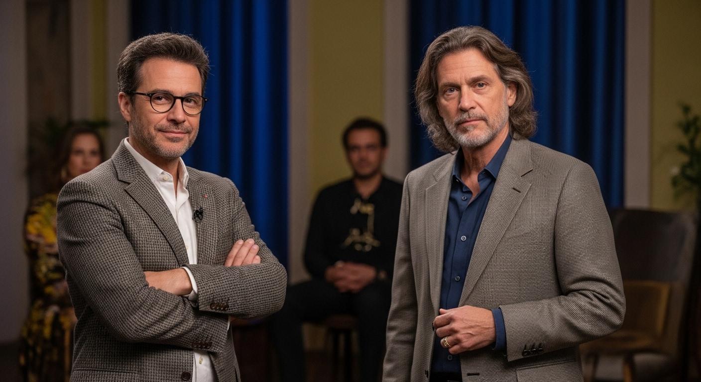 Clapperboard and TV remote symbolizing cross-format casting across cinema and television with Brazilian visual cues.