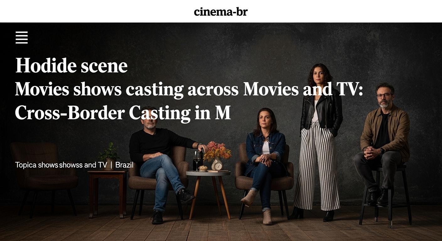 Collage of diverse actors in a cross-border movie/TV production with Brazil referenced