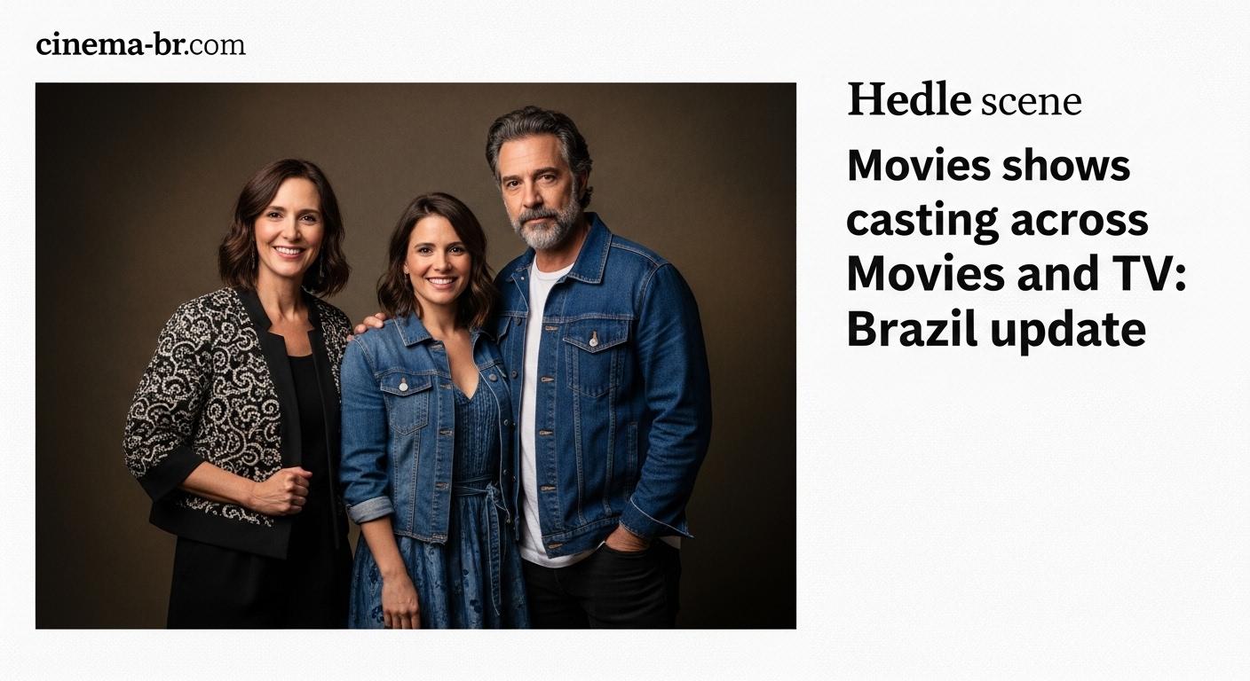 Collage of movie posters and TV logos in Brazilian flag colors