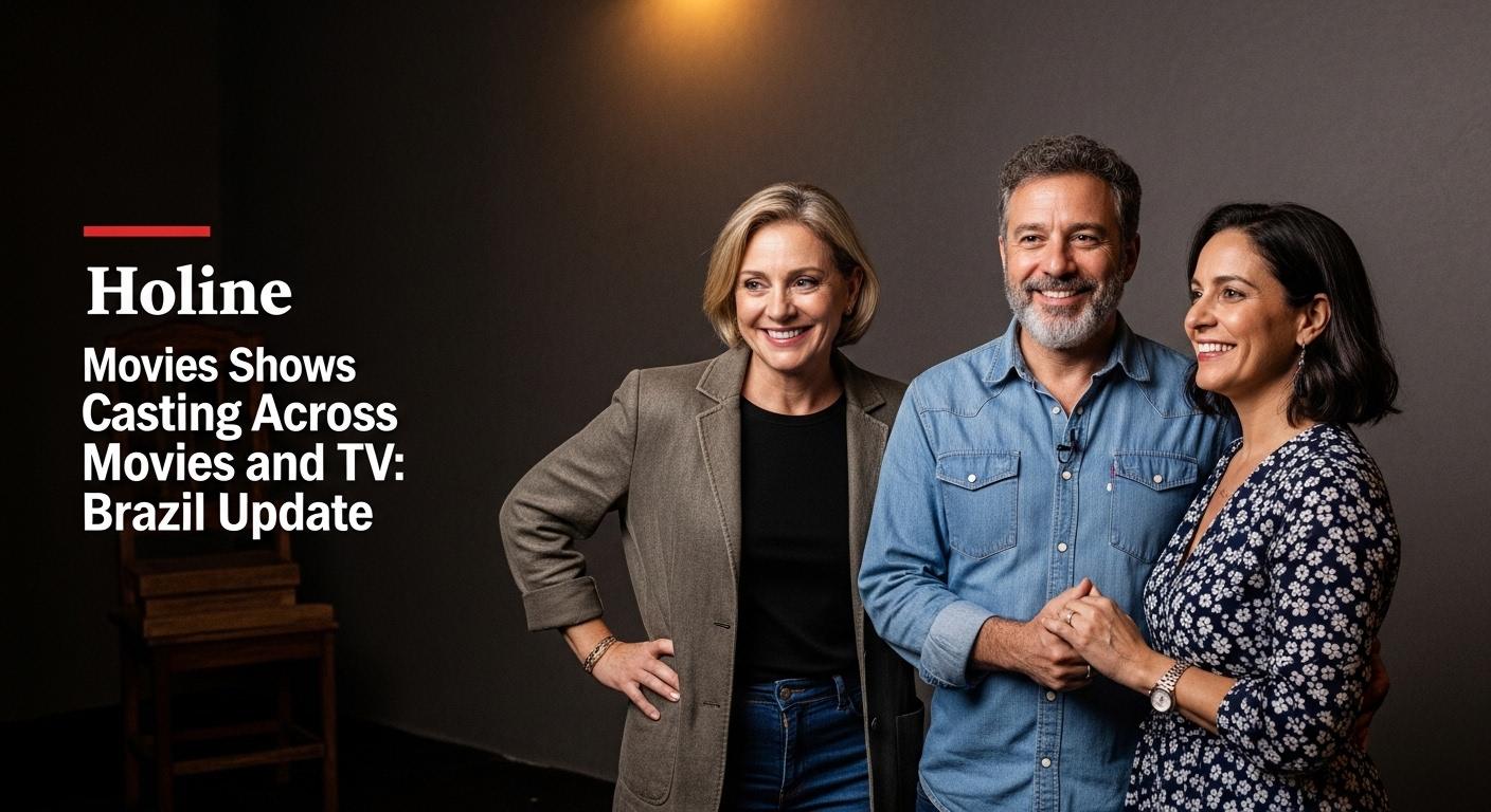 Editorial illustration of cross-format casting across Movies and TV for Brazil audience.