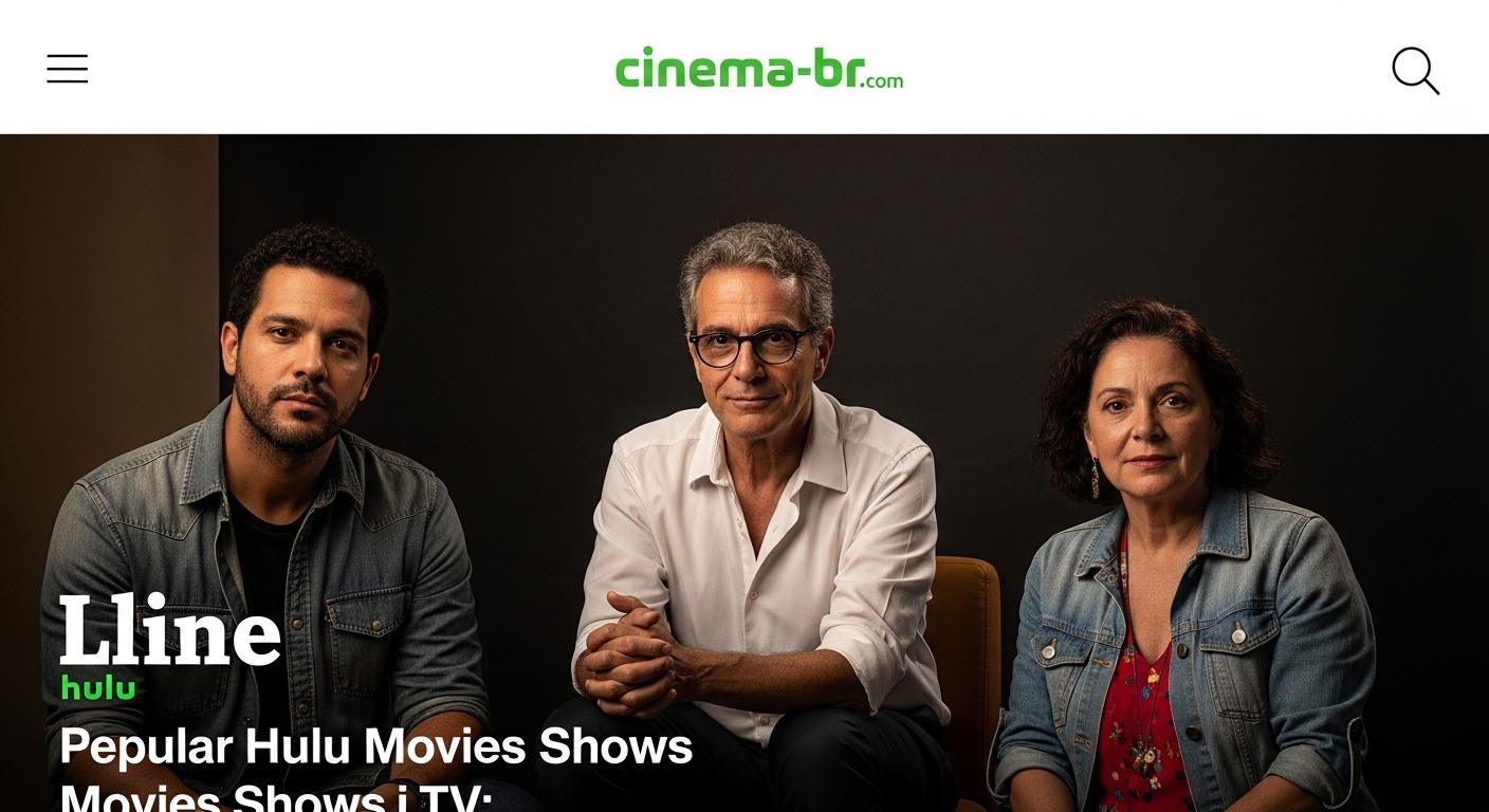 Brazilian viewers considering Hulu titles on a streaming app in a living room.