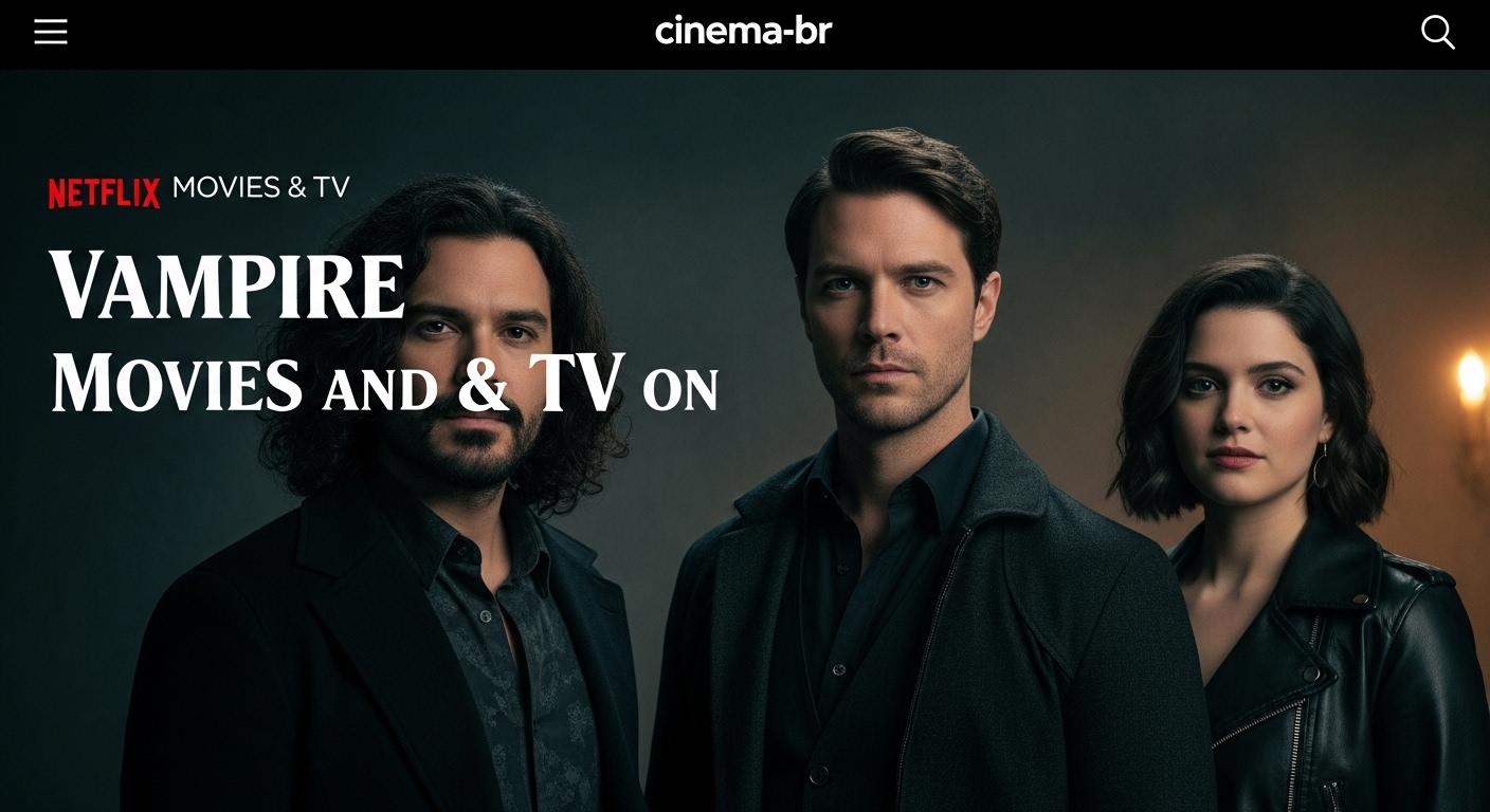 Vampire silhouette over a Brazilian city skyline, Netflix-inspired mood.